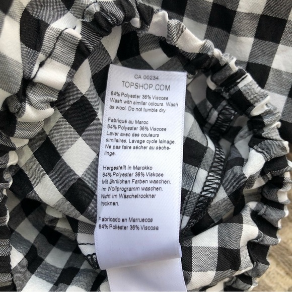 Topshop black and white gingham flute sleeve cropped top size - Picture 5 of 13